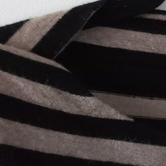 EILEEN FISHER 100% merino wool black and beige striped sweater petite L - Picture 7 of 11
